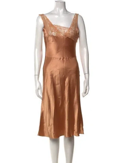 Pre-owned John Galliano Vintage Midi Length Dress In Gold