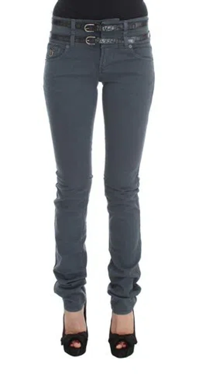 Pre-owned John Galliano Women Blue Jeans Pants Cotton Blend Slim Fit Skinny Logo Trousers