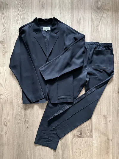 Pre-owned John Galliano X Maison Margiela Fold Seam Suit With Contrast Stitching In Black