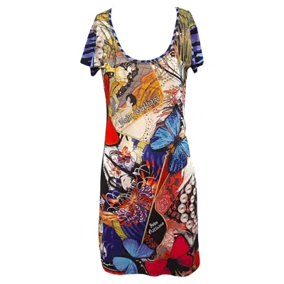 Pre-owned John Galliano Y2k Anime Tattoo Dress With Rhinestones, 2000s In Brown