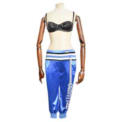 Pre-owned John Galliano Y2k  Satin Low Rise 3/4 Length Blue Jogging - Boxing Pants