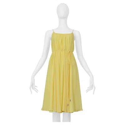 Pre-owned John Galliano Yellow Pleated Slip Dress With Open Back