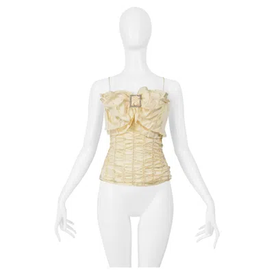 Pre-owned John Galliano Yellow Silk Camisole With Bow 2003