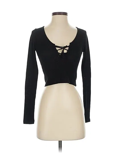 Pre-owned John Galt Long Sleeve Top Black Sweetheart Neckline Tops