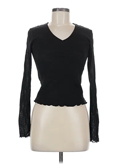 Pre-owned John Galt Long Sleeve Top Black Sweetheart Neckline Tops