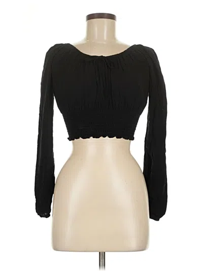 Pre-owned John Galt Long Sleeve Top Black Sweetheart Neckline Tops