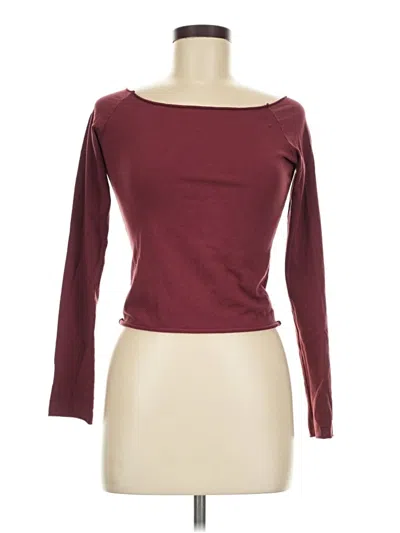 Pre-owned John Galt Long Sleeve Top Burgundy Boatneck Tops