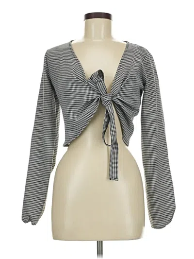 Pre-owned John Galt Long Sleeve Top Gray Sweetheart Neckline Tops
