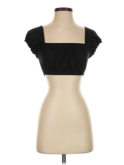 Pre-owned John Galt Short Sleeve Top Black Sweetheart Neckline Tops