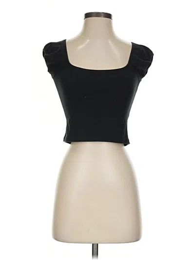 Pre-owned John Galt Short Sleeve Top Black Sweetheart Neckline Tops