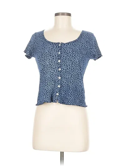 Pre-owned John Galt Short Sleeve Top Blue Sweetheart Neckline Tops