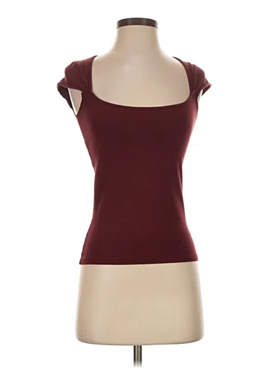 Pre-owned John Galt Short Sleeve Top Burgundy Sweetheart Neckline Tops