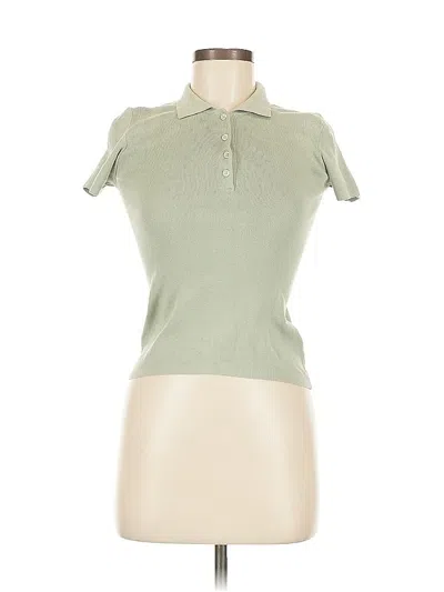 Pre-owned John Galt Short Sleeve Top Green Keyhole Neckline Tops