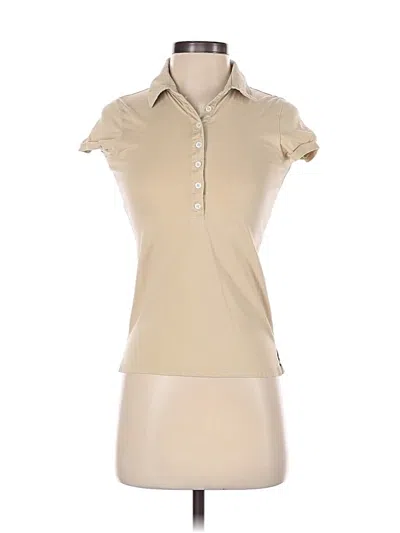 Pre-owned John Galt Short Sleeve Top Tan Collared Neckline Tops