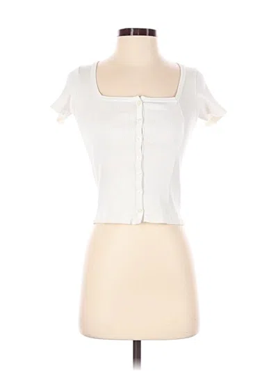 Pre-owned John Galt Short Sleeve Top White Sweetheart Neckline Tops