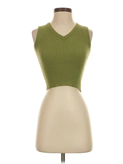 Pre-owned John Galt Sleeveless Top Green Halter Neckline Tops