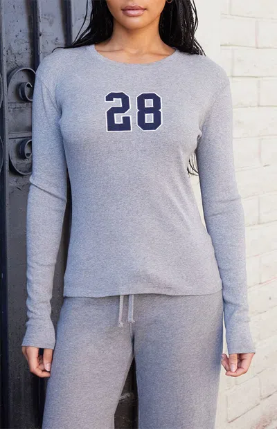 John Galt Women's Ainsley 28 Applique Long Sleeve Top In Melange In Blue