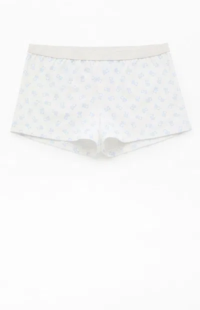 John Galt Women's Bear Boyshorts In White/light Blue