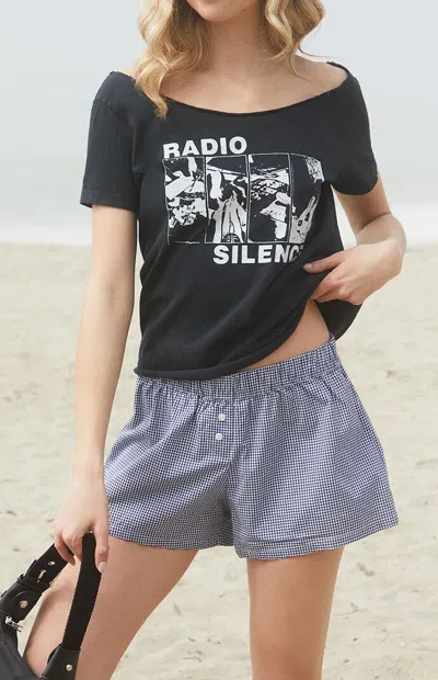 John Galt Women's Black & White Gingham Keira Boxer Shorts In Black/white