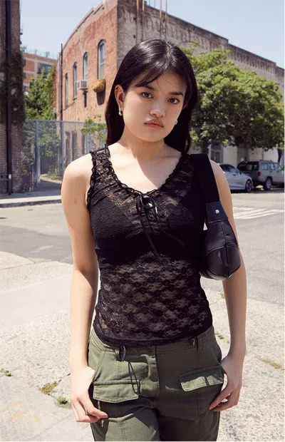 John Galt Women's Black Lace Tank Top