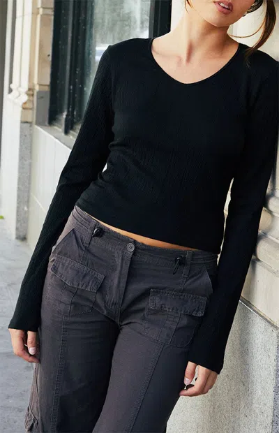 John Galt Women's Black Paige Long Sleeve Top