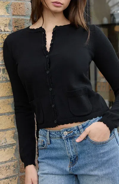 John Galt Women's Black Pocket Cardigan