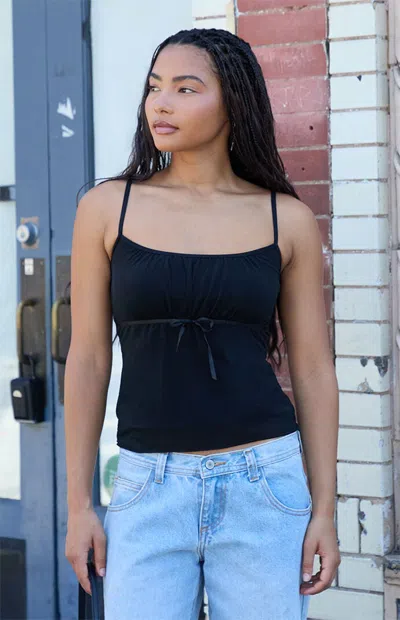 John Galt Women's Black Skylar Ribbon Tie Tank Top In Pink In Blue
