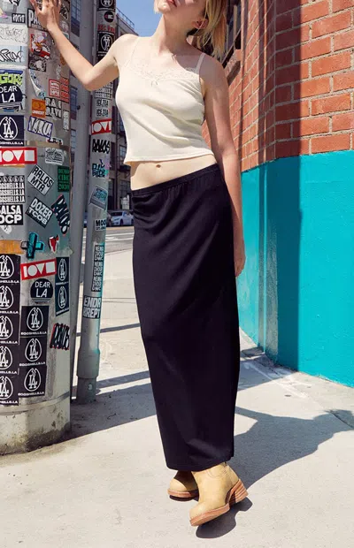 John Galt Women's Black Slit Maxi Skirt