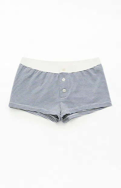 John Galt Women's Black Striped Pajama Boyshorts In Gray