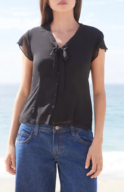 John Galt Women's Black Tie Top
