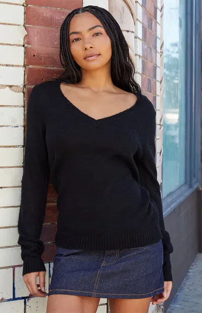 John Galt Women's Black V-neck Sweater