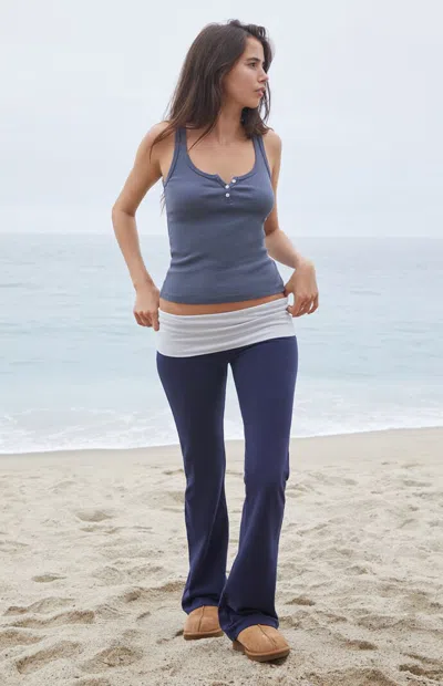 John Galt Women's Blue & Grey Contrast Priscilla Flare Pants In Blue/grey In Gray