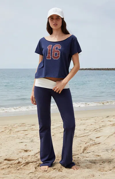 John Galt Women's Blue & White Contrast Priscilla Flare Pants In Blue/white In Multi