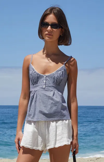 John Galt Women's Blue & White Gingham Tiffany Tank Top In Blue/white