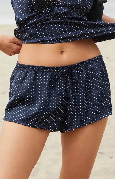 John Galt Women's Blue & White Polka Dot Lacey Pajama Shorts In Blue/white In Multi