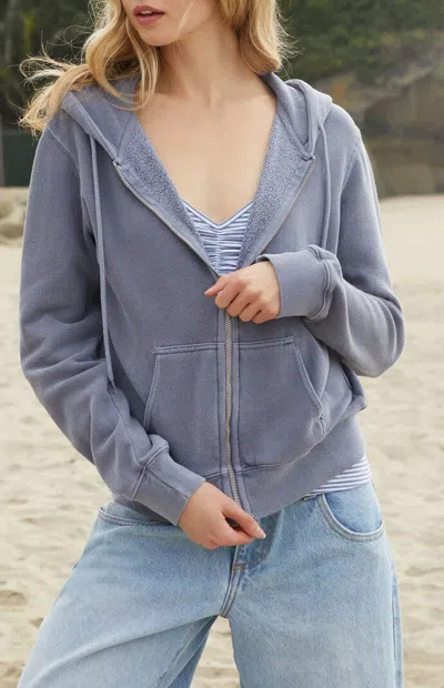 John Galt Women's Blue Christy Zip Up Hoodie