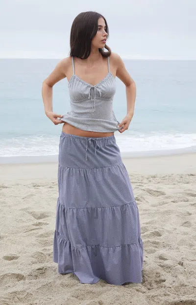 John Galt Women's Blue Gingham Nadia Maxi Skirt