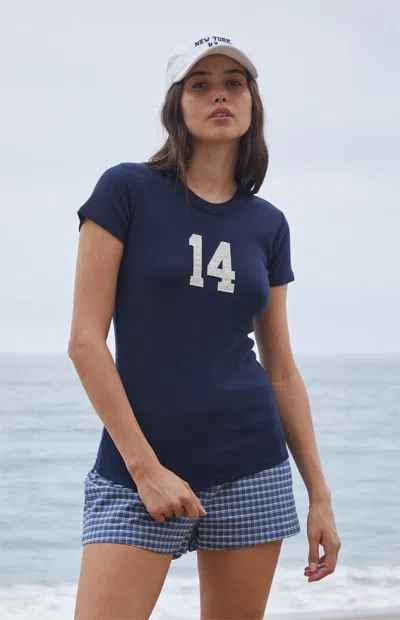 John Galt Women's Blue Hailie 14 Embroidered T-shirt