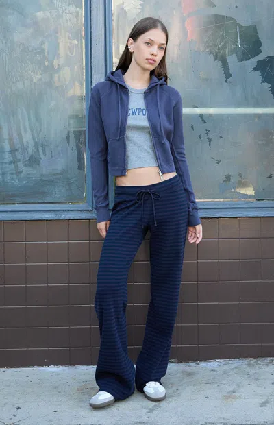 John Galt Women's Blue Hilary Striped Yoga Baggy Sweatpants