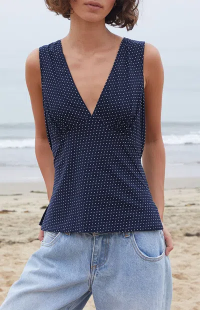 John Galt Women's Blue Polka Dot Tank Top