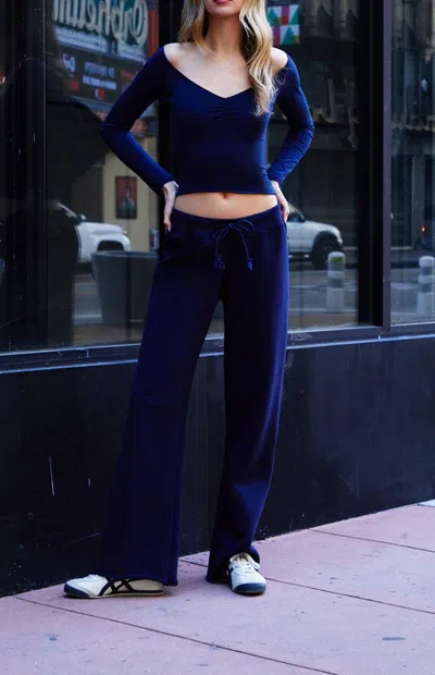 John Galt Women's Blue Rosa Wide Leg Sweatpants