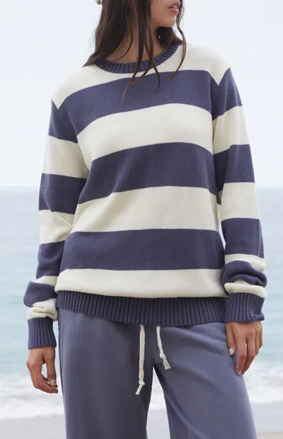 John Galt Women's Blue Striped Sweater