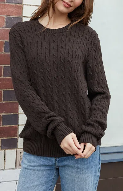 John Galt Women's Brown Cable Knit Sweater