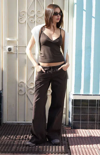 John Galt Women's Brown Frankie Low Rise Baggy Pants
