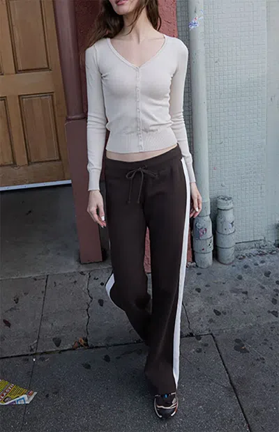 John Galt Women's Brown Hilary Side Stripe Yoga Baggy Sweatpants In Neutral