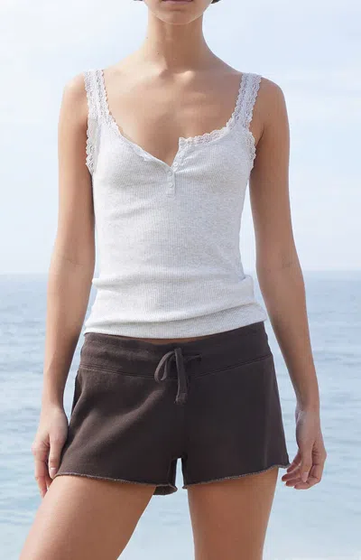 John Galt Women's Brown Soft Raw Cut Sweat Shorts