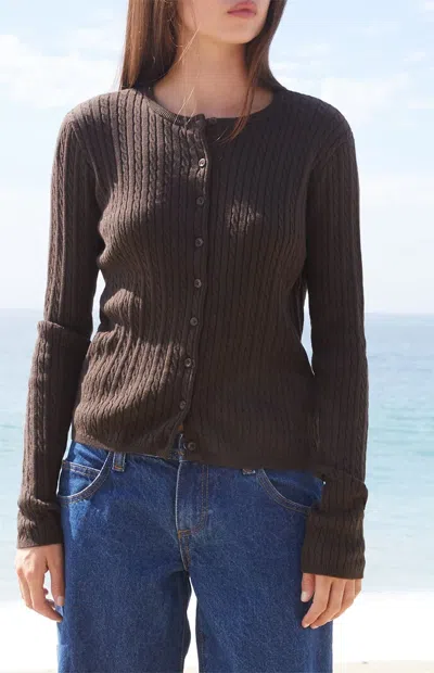 John Galt Women's Brown Zoe Cable Knit Cardigan