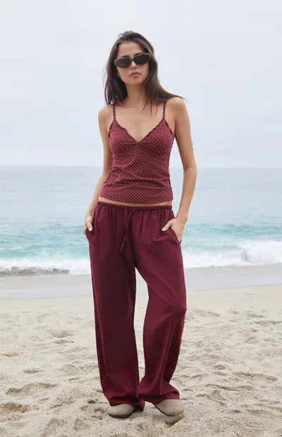 John Galt Women's Burgundy Anastasia Linen Pants
