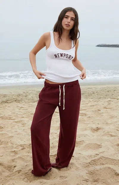 John Galt Women's Burgundy Anastasia Tie Baggy Sweatpants