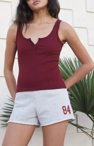 John Galt Women's Burgundy Beyonca Button Tank Top